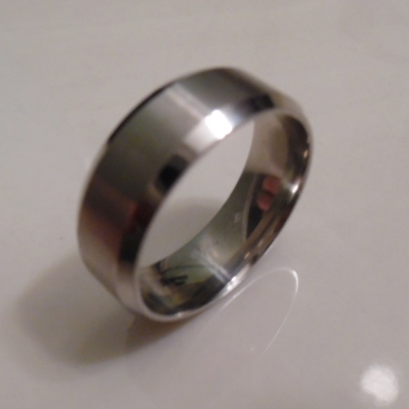 Fashion Jewelry Other - STAINLESS WEDDING BAND DUAL BEVELED EDGES SZ 12